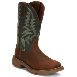 Coupon ???? Justin Men's Rush Short Base Performance Western ???? Boots - Broad Square Toe Brown ????