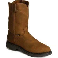 Coupon ⌛ Justin Men's Conductor Electrical Hazard Pull-On Work ???? Boots - Steel Toe Tobacco ????