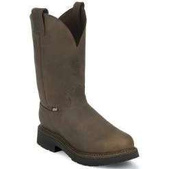 Flash Sale ❤️ Justin Men's J-Max Balusters Electrical Hazard Pull-On Work ???? Boots - Steel Toe Chocolate ????